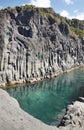 Azores basalt coastline in Sao Jorge. Faja do Ouvidor. Portugal Royalty Free Stock Photo