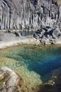 Azores basalt coastline in Sao Jorge. Faja do Ouvidor. Portugal Royalty Free Stock Photo