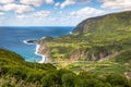 Azores coastline landscape in Faja Grande, Flores island. Portugal.