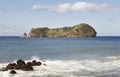 Azores coastline landscape with volcanic island. Ilheu da Vila.