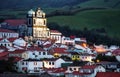 Azores - Faial island, City Horta at night with church Royalty Free Stock Photo