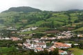 Azores green volcanic island Portugal landscape village houses