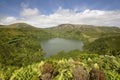 Azores landscape with lake in Flores island. Caldeira Funda. Portugal Royalty Free Stock Photo