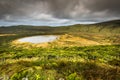 Azores landscape with lake in Flores island. Caldeira Rasa. Portugal. Horizontal Royalty Free Stock Photo