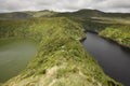 Azores landscape with lakes in Flores island. Caldeira Comprida Royalty Free Stock Photo