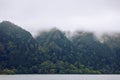 Azores panoramic view of natural landscape, wonderful scenic island of Portugal. Beautiful lagoons in volcanic craters and green