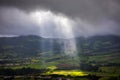 Azores panoramic view of natural landscape, wonderful scenic island of Portugal. Beautiful lagoons in volcanic craters and green