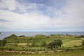 Azores rural coastline green landscape in Flores island. Portugal Royalty Free Stock Photo