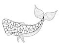 Azores Sperm Whale, Cachalot in Zentangle style. Royalty Free Stock Photo