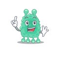 Azotobacter vinelandii caricature design style with one finger gesture