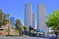 Azrieli shopping center in Tel Aviv, Israel. Azrieli mall together with three tall office buildig Royalty Free Stock Photo