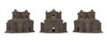 Aztec ancient civilization temple building. 3D illustration set of 3 angles Royalty Free Stock Photo