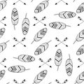 Aztec arrows and feathers seamless pattern