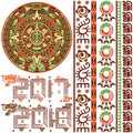 Aztec Calendar with Ornaments Royalty Free Stock Photo