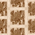 Aztec Eagle Warrior Tribal Ancient Design Seamless Pattern Royalty Free Stock Photo