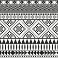 Aztec ethnic seamless pattern, tribal black and white color background Royalty Free Stock Photo