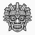 Aztec Face Mask Vector Illustration. Ancient Mayan Mask