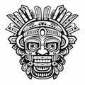 Aztec Face Mask Vector Illustration. Ancient Mayan Mask