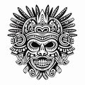 Aztec Face Mask Vector Illustration. Ancient Mayan Mask