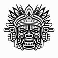 Aztec Face Mask Vector Illustration. Ancient Mayan Mask