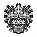 Aztec Face Mask Vector Illustration. Ancient Mayan Mask