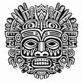 Aztec Face Mask Vector Illustration. Ancient Mayan Mask