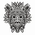 Aztec Face Mask Vector Illustration. Ancient Mayan Mask