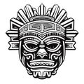 Aztec Face Mask Vector Illustration. Ancient Mayan Mask