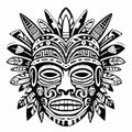 Aztec Face Mask Vector Illustration. Ancient Mayan Mask