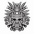 Aztec Face Mask Vector Illustration. Ancient Mayan Mask