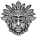 Aztec Face Mask Vector Illustration. Ancient Mayan Mask