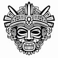 Aztec Face Mask Vector Illustration. Ancient Mayan Mask