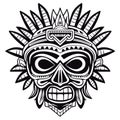 Aztec Face Mask Vector Illustration. Ancient Mayan Mask