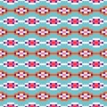 Aztec geometric rows seamless blue pattern pixel blocks shapes texture.