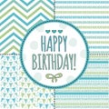 Aztec happy birthday card pattern vector illustration