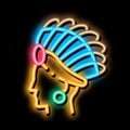 Aztec Headdress neon glow icon illustration