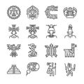 Aztec icon set. Included the icons as maya, mayan, tribe, antique, pyramid , warrior and more.