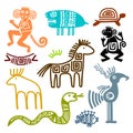 Aztec and maya ancient animal symbols