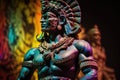 Aztec or mayan warrior bronze statue