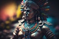 Aztec or mayan warrior bronze statue Royalty Free Stock Photo