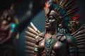 Aztec or mayan warrior bronze statue Royalty Free Stock Photo