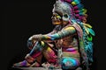 Aztec or mayan warrior bronze statue Royalty Free Stock Photo
