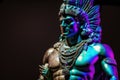 Aztec or mayan warrior bronze statue Royalty Free Stock Photo