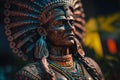 Aztec or mayan warrior bronze statue Royalty Free Stock Photo