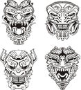 Aztec monster totem masks