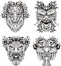 Aztec monster totem masks