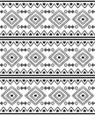 Aztec Navajo geometric seamless ethnic vector pattern, retro  repetitive design in black pattern on white background Royalty Free Stock Photo