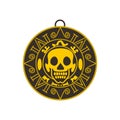 Aztec pirate gold coin icon, flat style Royalty Free Stock Photo