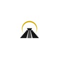 Aztec pyramid icon. Ancient pyramids logo isolated on white background