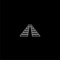 Aztec pyramid line icon isolated on dark background